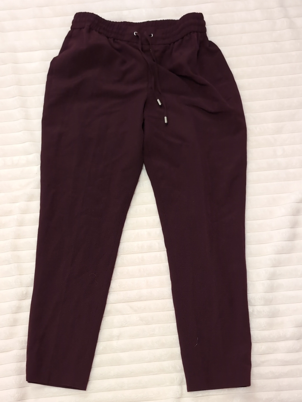 Casual/Office Elastic Drawstring Pants - Deep Burgundy